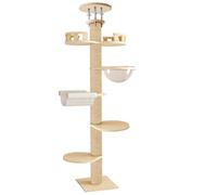 cadciehe Árbol para gatos de piso a techo, torre para gatos de altura ajustable, poste rascador de cáñamo de 6 niveles, árbol de actividad para gatos de alta resistencia, poste rascador para gatos