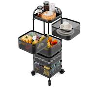 cadciehe Cesta de frutas para cocina, carrito giratorio, carrito de cocina cuadrado, estantes giratorios de almacenamiento de cocina, organizador de almacenamiento de verduras de cocina, estante de