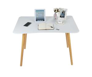 cadciehe Escritorio de madera de estilo nórdico para computadora, amplio escritorio de oficina de 39.37 pulgadas con patas de madera maciza, mesa de estudio ergonómica para juegos, escritura y