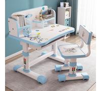 cadciehe Juego de escritorio y silla para niños, ergonómico y ajustable en altura para niños, juego de escritorio y silla con cubo de libro y patrón de dibujos animados, juego de mesa y sillas de