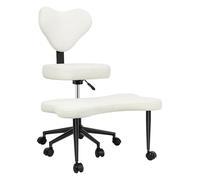 cadciehe Silla de oficina con patas cruzadas, silla ergonómica con ruedas con taburete giratorio de 360° y respaldo ajustable, sillas de meditación, sillas de rodillas para oficina en casa, beige, L