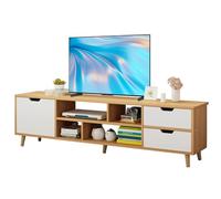 cadciehe Soporte de TV para televisores de hasta 60 pulgadas, centro de entretenimiento multimedia con 3 cajones y estantes abiertos, soporte de televisión, mesa de TV, consola multimedia para sala de