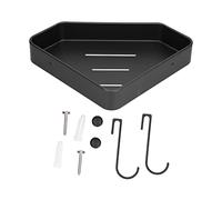 Caddio de Ducha de Esquina Negra Caddy de Aluminio Aluminio Ordenador a Prueba de Agua Organizador de estantes de baño con Ganchos para el Almacenamiento de Ducha Dormo