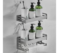 Caddio de ducha Espacio de aluminio estante de baño estantes flotantes tocador de baño estante de almacenamiento cosmético con barra de toalla estantes de cocina montadas en la pared con gancho