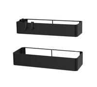 Caddy de Almacenamiento de baño de 2 pcs, Caddie de Ducha, estantes de baño, Canasta de Estante de baño Negro Auto Adhesivo con 4 Ganchos, Pared Interior de la organización, Elementos Esenciales