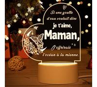 Cadeau Maman Veilleuse, Cadeaux de Fête des Mères pour Maman, Cadeau Anniversaire Maman, Veilleuse en acrylique Cadeau de mère Cadeau Fête des Mères Original 14cm x 18cm