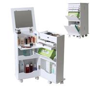 CADEHUB Minitocador Tocador De Maquillaje No Requiere InstalacióN Su DiseñO Plegable Incluye 8 Cajones De 28 Cm con Espejo Plegable Y Se Puede Colocar Junto A La Cama O El Sofá White