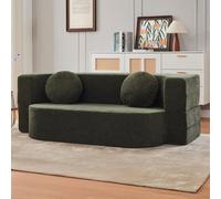 CADEHUB Sofá de compresión plegable Cama, sofá modular, tela, sofás seccionales para salón, sofás pequeños para espacios pequeños, cama durmiente del asiento verde 200cm/78.7in