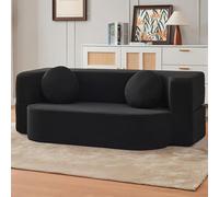 CADEHUB Sofá de compresión plegable Cama, sofá modular, tela, sofás seccionales para salón, sofás pequeños para espacios pequeños, cama durmiente del asiento de amor negro 100 cm
