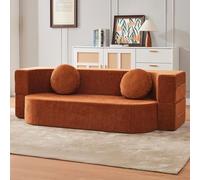 CADEHUB Sofá de compresión plegable Cama, sofá modular, tela, sofás seccionales para salón, sofás pequeños para espacios pequeños, cama durmiente del asiento naranja 100cm/39.3in