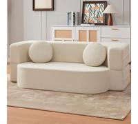 CADEHUB Sofá de compresión plegable Cama, sofá modular, tela, sofás seccionales para salón, sofás pequeños para espacios pequeños, cama durmiente del asiento de Amore White 100cm/39.3in