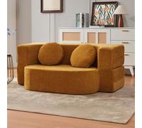 CADEHUB Sofá de compresión plegable Cama, sofá modular, tela, sofás seccionales para salón, sofás pequeños para espacios pequeños, cama durmiente del asiento de amor amarillo 100 cm/39.3in