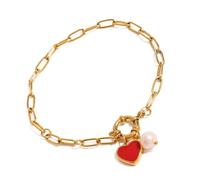 Cadena ajustable de acero inoxidable resistente con dije de corazón para mujer, diseños de gotas de aceite, joyería de moda, regalos de uso diario, accesorios de muñeca de moda