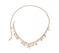 Cadena ajustable para el vientre con diseño costero, perlas naturales, cadena de cintura, elegante joyería corporal para vacaciones, joyería esencial para amantes de la playa, talla única, como se