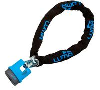 Cadena antirrobo LUMA 28 CHAIN - Cadena de seguridad en acero endurecido con llave reversible - Resistente al impacto, protección contra vandalismo y clima para motos y bicicletas.. (Azul, 150 cm)