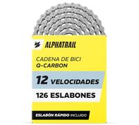 Cadena Bicicleta 12 Velocidades 12V para Shimano y SRAM, 126 Eslabones - para E-Bike y MTB, Alphatrail Q-Carbon Cadena Endurecida con Eslabón Rápido, hasta 7.000 km, E-MTB, Gravel, Eagle, SLX, XT