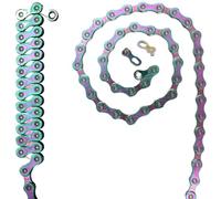 Cadena Bicicleta Cadena for bicicleta de velocidades 8S/9S/10S/11, Color arcoíris, 116 eslabones, cadena ultraligera con hebilla mágica MTB/BMX/bicicleta carretera(10S Rainbow Chain)
