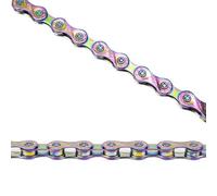 Cadena Bicicleta Cadena for bicicleta de velocidades 8S/9S/10S/11, Color arcoíris, 116 eslabones, cadena ultraligera con hebilla mágica MTB/BMX/bicicleta carretera(9S Rainbow Chain)
