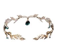 Cadena cabeza Crown Bridal Rhinestone Waterdrop Leaf Hair Accessories Romantic Head for Women(Green 2)