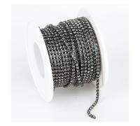 Cadena cerrada de cristales de imitación, Adorno de cadena de copa con cristales de estrás multicolor de 1,5 a 4,5 mm(Black,5YARDS-4MM)