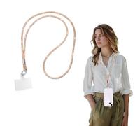 Cadena Cordón para Teléfono, Universal Correa Cuello para Teléfono Móvil con Parche, Antirrobo Antipérdida Pedrería Cordon Para Movil Compatible con la Mayoría de los Teléfonos Inteligentes (Oro)