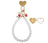 Cadena de abalorios para Kindle con diseño de corazón de rosa y perlas para mujer, llavero de perlas para pulseras Kindle, accesorios para lectores, amantes de los libros, dijes compatibles con lector