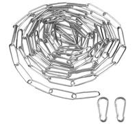 Cadena de Acero Inox, 4mmx4m Cadena Acero Inoxidable con 2 Mosquetón, Eslabones de Cadena, Cadena Soldados de Acero, para Tender la Ropa Antirrobo Cubos de Basura Mascotas, Cerca, Puerta, Bicicleta