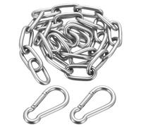 Cadena de Acero Inox, 6mm x 1 Metros Cadena Soldados de Acero Inoxidable, Cadena de Seguridad, Cadenas de Eslabones Soldados para Cerca, Puerta, Bicicleta, Cerradura de Seguridad, con mosquetón