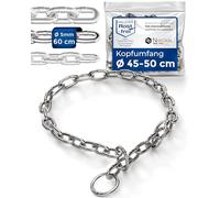 Cadena de acero inoxidable con parada de tracción para entrenamiento de perros, collar de perro de acero inoxidable, eslabones cortos, 5 mm de grosor, longitud de 60 cm con límite de tracción