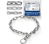 Cadena de acero inoxidable con parada de tracción para entrenamiento de perros, collar de perro de acero inoxidable, eslabones cortos, 4 mm de grosor, longitud de 60 cm con límite de tracción