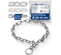 Cadena de acero inoxidable con parada de tracción para entrenamiento de perros, collar de perro de acero inoxidable, eslabones cortos, 4 mm de grosor, longitud de 50 cm con límite de tracción