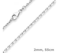 Cadena De Ancla De 2Mm Con Diamantes De Plata Collar De 925 De 55Cm