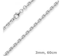 Cadena De Ancla De 3Mm Con Diamantes De Plata Collar De 925 60Cm