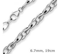 Cadena De Ancla Doble De 6,7 Mm Pulsera Joyería De 925 Plata Rodinada 19 Cm