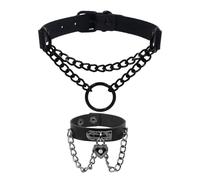 Cadena De Anillo De 1 Pieza, Pulsera Con Candado En Forma De Corazón De 1 Pieza, Collar De Anillo De Cuero, Cadena De Clavícula Punk Personalizada, Cuello Ajustable Y Correa Para La Muñeca