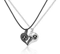 Cadena de atracción magnética para hombre y mujer, colgante de sol, luna, proyección en 100 idiomas, I Love You Set de collar, 58+5, Metal