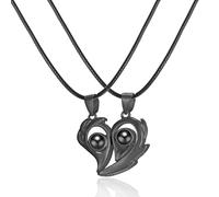 Cadena de atracción magnética para hombre y mujer, colgante de sol, luna, proyección en 100 idiomas, I Love You Set de collar, 58+5, Metal