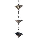 Cadena de atrapador de lluvia, boquilla decorativa rústica para canalones, cadenas de jardín conectables, atrapador de 3.3 pies para decoración de patio, fuente de agua al aire libre