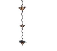 Cadena de atrapador de lluvia, boquilla decorativa rústica para canalones, cadenas de jardín conectables, atrapador de 3.3 pies para decoración de patio, fuente de agua al aire libre