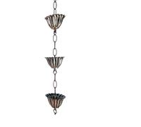 Cadena de atrapador de lluvia, boquilla decorativa rústica para canalones, cadenas de jardín conectables, atrapador de 3.3 pies para decoración de patio, fuente de agua al aire libre
