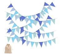 Cadena de banderines azules Sidiya, resistente al agua para uso en exteriores, cadena de banderines de 20 metros de largo, 5 cadenas de banderines con un total de 60 banderines, adecuada para jardines