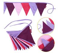 Cadena de banderines como decoración de la habitación de los niños | 3m banderines Cada uno 16x18cm 12pcs | púrpura Rosa | Guirnalda de Banderas decoración de cumpleaños de los niños Conjunto 2
