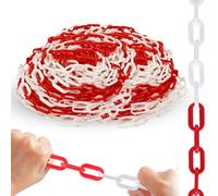 Cadena de barrera de plástico rojo y blanco: WEGREAT 15 m 6 mm cadena de barrera cadena de plástico cadena de barrera cadena de advertencia para seguridad de advertencia, aparcamiento, control de