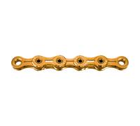 Cadena de bicicleta 11v. kmc x11sl ti-n oro 118m encerada con cierre rápido.