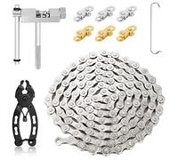 Cadena de bicicleta 6/7/8 velocidades, trituradora de cadena y comprobador de cadena, tensor de cadena para bicicleta, con candado de cadena, pinzas y 6 pares de candado de cadena