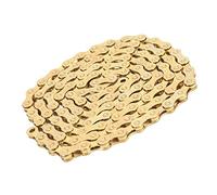 Cadena de Bicicleta de 9 Velocidades, Dorada, Cadena de Bicicleta de Montaña de Alta Resistencia a la Tracción con Refuerzo de Eje, Tecnología de Biselado y Alta Compatibilidad,