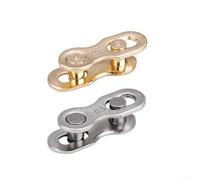 Cadena de bicicleta de acero al carbono para transmisiones de 8/9/10/11/12 velocidades, galvanizada dorada/plata, incluye 6 pares + herramienta de gancho (12 velocidades plateadas)