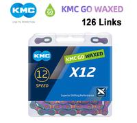 Cadena de Bicicleta Encerada KMC Go 12S X12 Aurora de 12 Velocidades, Cadena Encerada para Bicicleta de Carretera, Cadena para Bicicleta de Montaña Compatible con Shimano M6100 M8100 X12 WAX 126L Auro