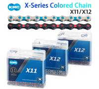 Cadena de Bicicleta KMC 11S 12 Velocidades para MTB, 118L 126 Eslabones, Cadena para Bicicleta de Montaña 11V 12S, Negra, Roja, Azul, con Eslabón Rápido para Shimano X12 Silver Blue