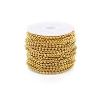 Cadena de bolas, 10 rollos, yardas, cadenas cuentas hierro for fabricación joyas, collar, pulsera, llavero, accesorios hechos a mano DIY(Gold,2.4mm)